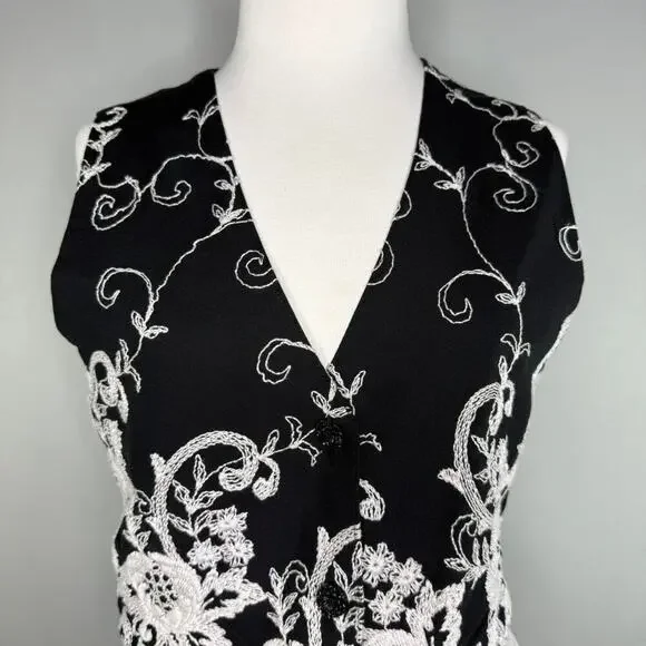 Vintage Express Embroidered Black Vest Size S Americana Western Indie‎ Folk - Picture 2 of 10